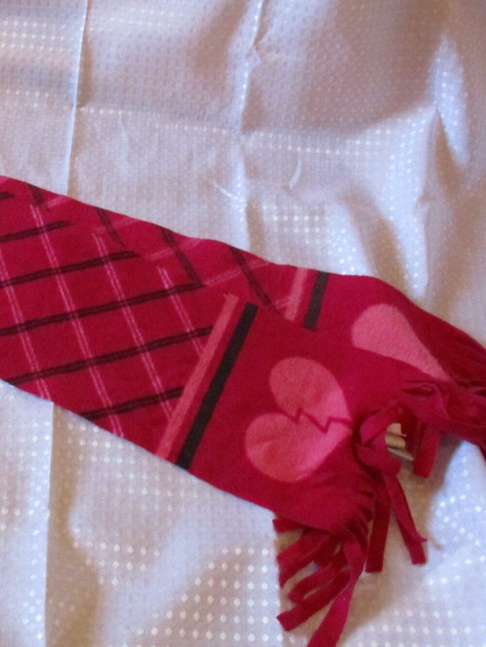 Old Navy Pink & Black Heart and Stripes Fringed Fleece Girl's One Size Scarf